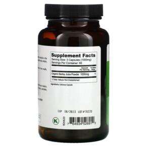 Thành phần vi chất của Pure Planet Just Barley 180 Vegetarian Capsules 764934526912