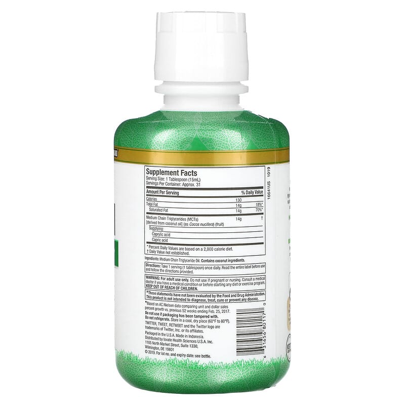 Purely Inspired 100% Pure MCT Oil 16 fl oz (475 ml) 2 Thành phần vi chất của Purely Inspired 100% Pure MCT Oil 16 fl oz (475 ml) 631656801170