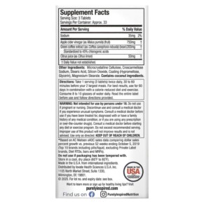 Thành phần vi chất của Purely Inspired Apple Cider Vinegar+ 100 Easy-to-Swallow Veggie Tablets 631656608526