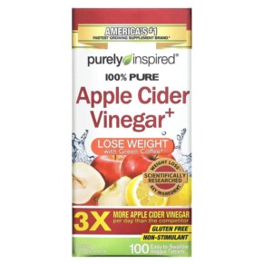 Thực phẩm chức năng Purely Inspired Apple Cider Vinegar+ 100 Easy-to-Swallow Veggie Tablets 631656608526