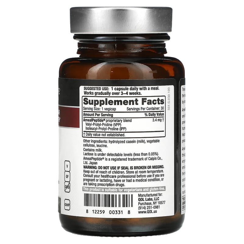 Quality of Life Labs Ameal BP Cardiovascular Health 3.4 mg 30 Vegicaps 2 Thành phần vi chất của Quality of Life Labs Ameal BP Cardiovascular Health 3.4 mg 30 Vegicaps 812259003318