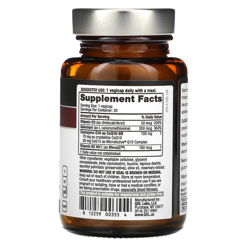 Quality of Life Labs CoQ10-SR 30 Vegicaps 2 Thành phần vi chất của Quality of Life Labs CoQ10-SR 30 Vegicaps 812259003554