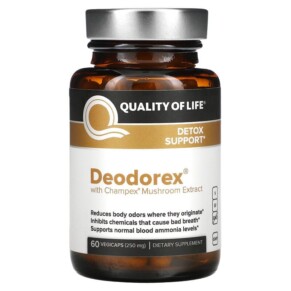 Thực phẩm chức năng Quality of Life Labs Deodorex with Champex Mushroom Extract 250 mg 60 Vegicaps 812259003103