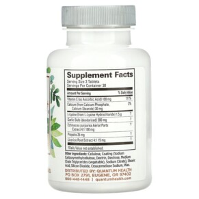 Quantum Health Super Lysine+ Immune Support 90 Tablets 3 Thành phần vi chất của Quantum Health Super Lysine+ Immune Support 90 Tablets 046985001106