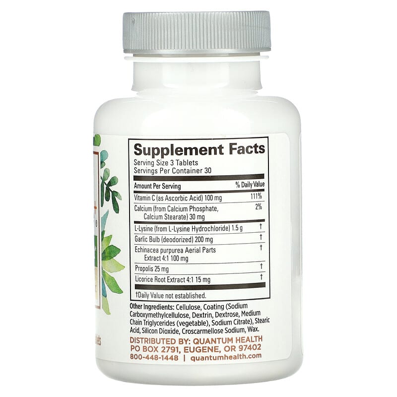Quantum Health Super Lysine+ Immune Support 90 Tablets 2 Thành phần vi chất của Quantum Health Super Lysine+ Immune Support 90 Tablets 046985001106