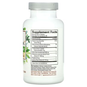 Thành phần vi chất của Quantum Health SuperLysine+ Immune Support 180 Tablets 046985001113