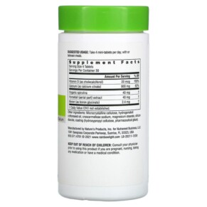 Thành phần vi chất của Rainbow Light Calcium Citrate Mini-Tablets 120 Tablets 021888202119