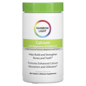 Thực phẩm chức năng Rainbow Light Calcium with Magnesium & Vitamin D3 180 Tablets 021888109524