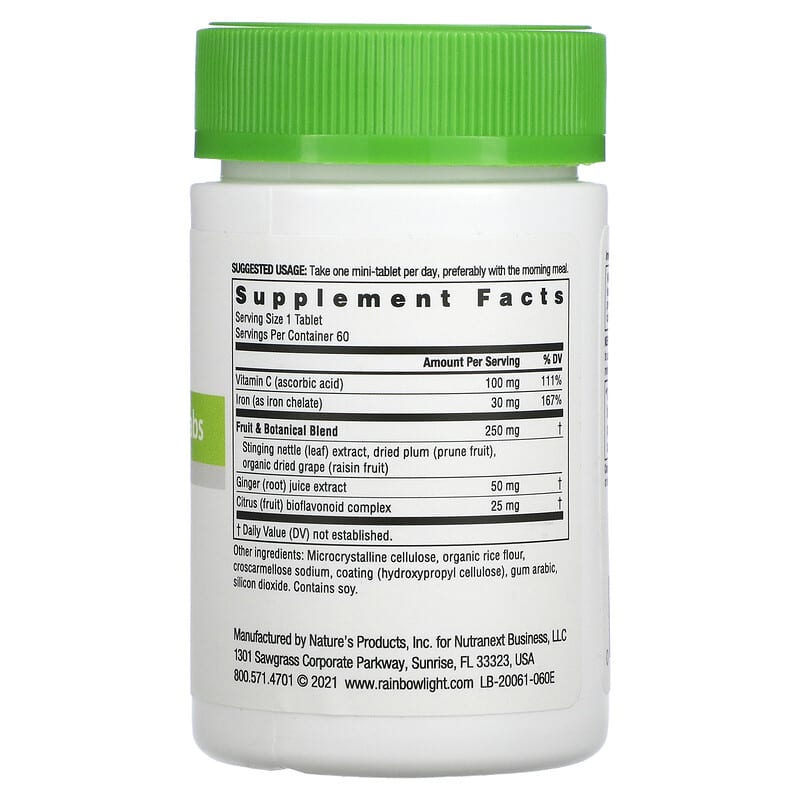 Rainbow Light Complete Iron Mini-Tabs 60 Tablets 2 Thành phần vi chất của Rainbow Light Complete Iron Mini-Tabs 60 Tablets 021888200610