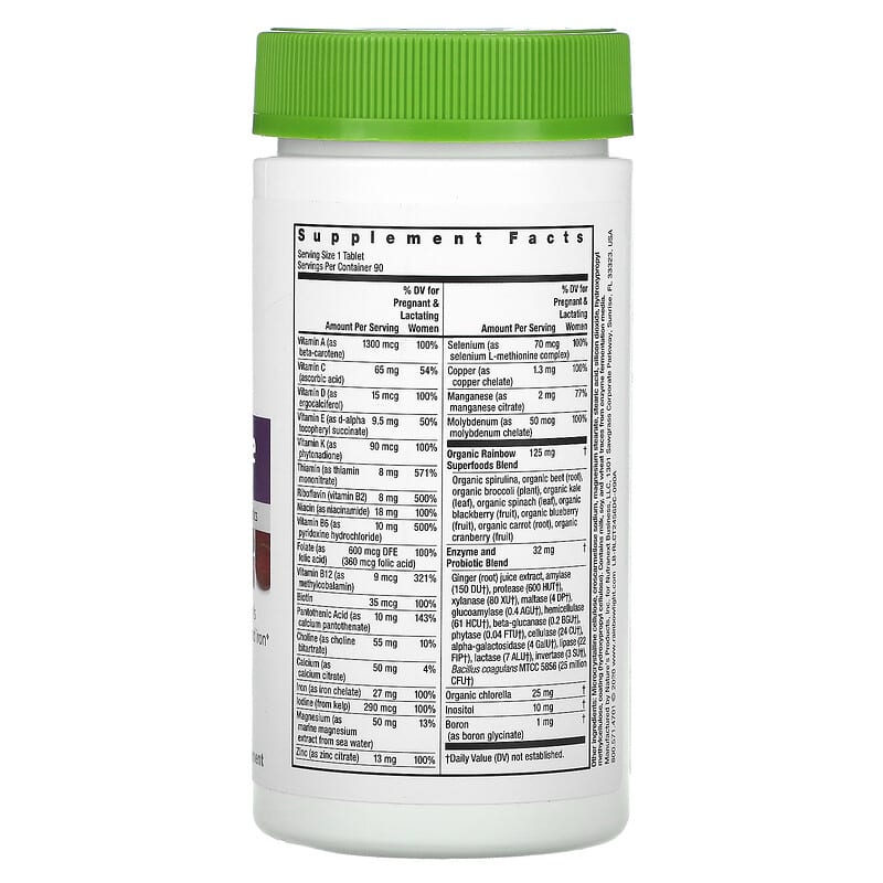 Rainbow Light Prenatal One Multivitamin 90 Tablets 2 Thành phần vi chất của Rainbow Light Prenatal One Multivitamin 90 Tablets 021888109722