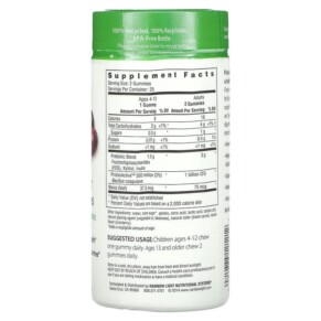 Thành phần vi chất của Rainbow Light Probiolicious Probiotic Gummies Delicious Berry 50 Gummies 021888121212