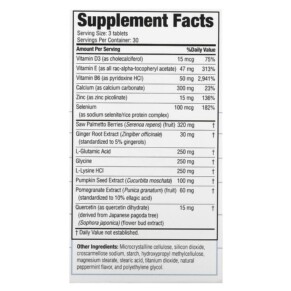 Thành phần vi chất của Real Health The Prostate Formula with Saw Palmetto 90 Tablets 647125200016