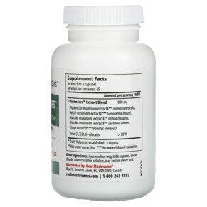 Thành phần vi chất của Real Mushrooms 5 Defenders Immune Strength 90 Capsules 628110068019