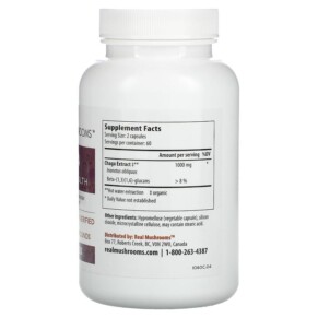 Thành phần vi chất của Real Mushrooms Chaga Digestive Health 120 Capsule 628110068064