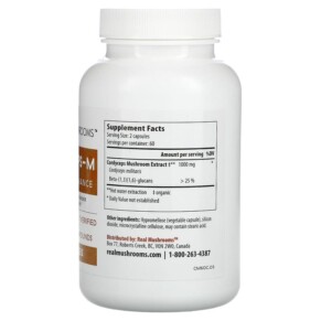 Thành phần vi chất của Real Mushrooms Cordycep-M Peak Performance 120 Capsules 628110068057