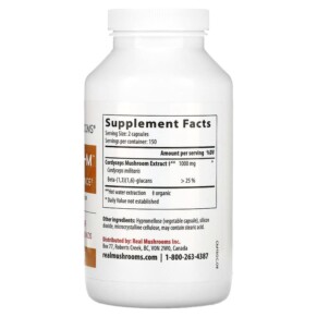 Thành phần vi chất của Real Mushrooms Cordyceps-M Mushroom Extract Powder 300 Capsules 628110068330