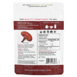 Thành phần vi chất của Real Mushrooms Reishi 415 Organic Mushroom Extract Powder 1.59 oz (45 gm) 628110068088