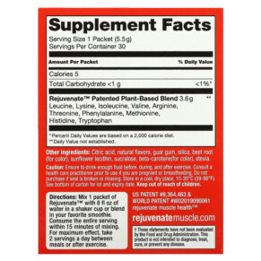 Thành phần vi chất của Rejuvenate Muscle Health Drink Mix Fruit Punch 30 Pouches 0.19 oz (5.5 g) Each 629046503025