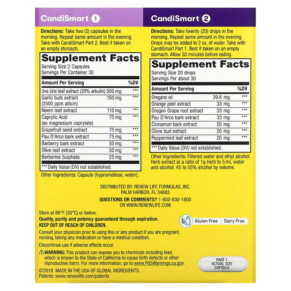 Thành phần vi chất của Renew Life CandiSmart 15-Day Yeast Cleansing Program 2 Part Program 631257355553