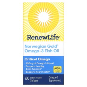 Thành phần vi chất của Renew Life Critical Omega Norwegian Gold Omega-3 Fish Oil 60 Enteric-Coated Softgels 631257155795