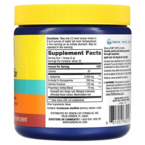 Thành phần vi chất của Renew Life IntestiNew Intestinal Lining Support Formula 5.7 oz (162 g) 631257632128