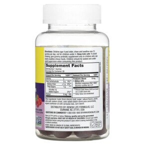 Thành phần vi chất của Renew Life Kids Tummy Gummy Prebiotics and Probiotics Raspberry 30 Gummies 631257122186