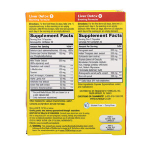 Thành phần vi chất của Renew Life Liver Detox 30-Day Cleansing Program 2 Bottles 60 Vegetarian Capsules Each 631257624505