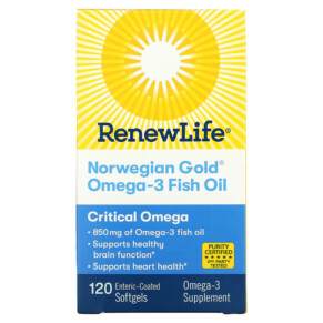 Thực phẩm chức năng Renew Life Norwegian Gold Omega-3 Fish Oil 850 mg 120 Enteric-Coated Softgels 631257154057