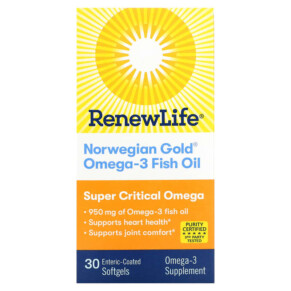 Thực phẩm chức năng Renew Life Norwegian Gold Omega-3 Fish Oil 950 mg 30 Enteric-Coated Softgels 631257155542