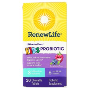 Thực phẩm chức năng Renew Life Ultimate Flora Kids Probiotic Berry-licious 3 Billion Live Cultures 30 Chewable Tablets 631257158680