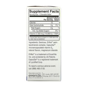 Thành phần vi chất của Replesta NX Cholecalciferol Once-Weekly Vitamin D Natural Orange 14.000 IU 8 Chewable Wafers 602359460131
