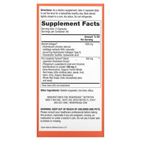 Thành phần vi chất của Reserveage Nutrition Collagen Booster 120 Capsules 094922372192