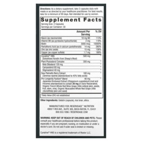 Thành phần vi chất của Reserveage Nutrition Keratin Booster for Men 60 Capsules 094922015693