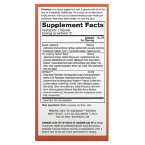 Thành phần vi chất của Reserveage Nutrition Ultra Collagen Booster 90 Capsules 094922372178