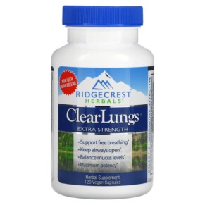 Thực phẩm chức năng RidgeCrest Herbals ClearLungs Extra Strength 120 Vegan Capsules 355724001568