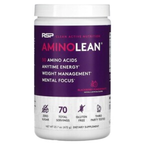 Thực phẩm chức năng RSP Nutrition AminoLean 5 g Amino Acids + Anytime Energy Blackberry Pomegranate 23.7 oz (672 g) 854446006849
