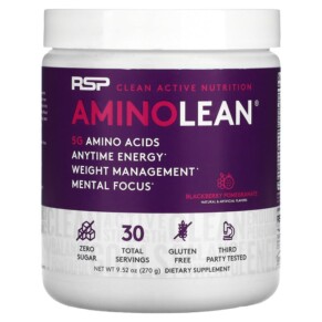 Thực phẩm chức năng RSP Nutrition AminoLean 5 g Amino Acids + Anytime Energy Blackberry Pomegranate 9.52 oz (270 g) 854446006351