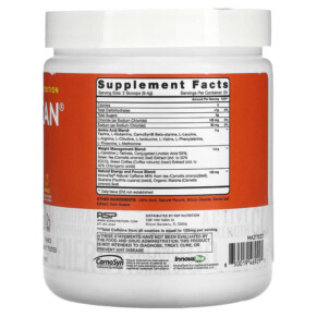 Thành phần vi chất của RSP Nutrition AminoLean 5 g Vegan Amino Acids + Anytime Energy Mango 8.29 oz (235 g) 850019469295