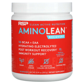 Thực phẩm chức năng RSP Nutrition AminoLean Recovery Tropical Island Punch Caffeine Free 8.99 oz (255 g) 850019469547