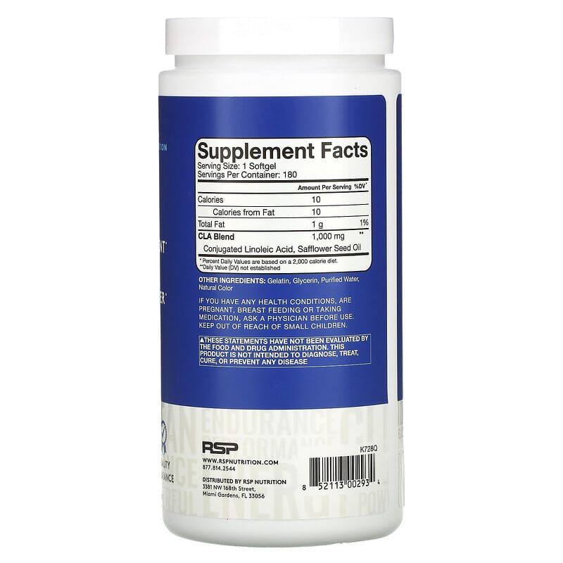 RSP Nutrition CLA Weight Management 180 Softgels 2 Thành phần vi chất của RSP Nutrition CLA Weight Management 180 Softgels 852113002934