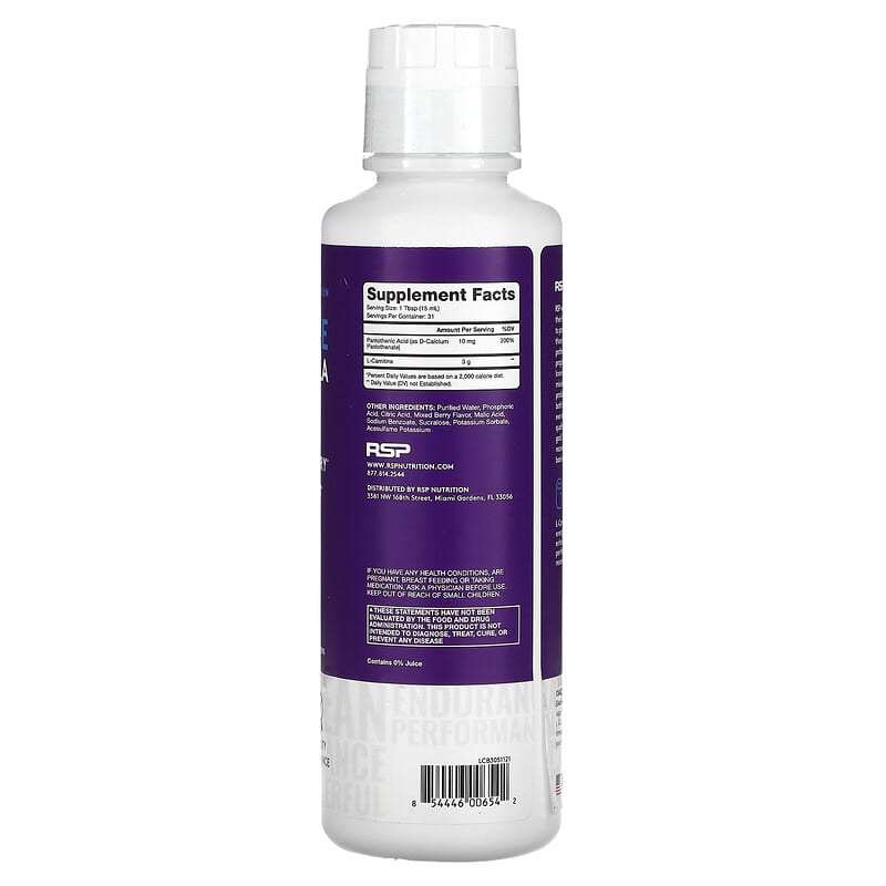 RSP Nutrition L-Carnitine Liquid Formula Berry 3.000 mg 15.7 fl oz (465 ml) 2 Thành phần vi chất của RSP Nutrition L-Carnitine Liquid Formula Berry 3.000 mg 15.7 fl oz (465 ml) 854446006542