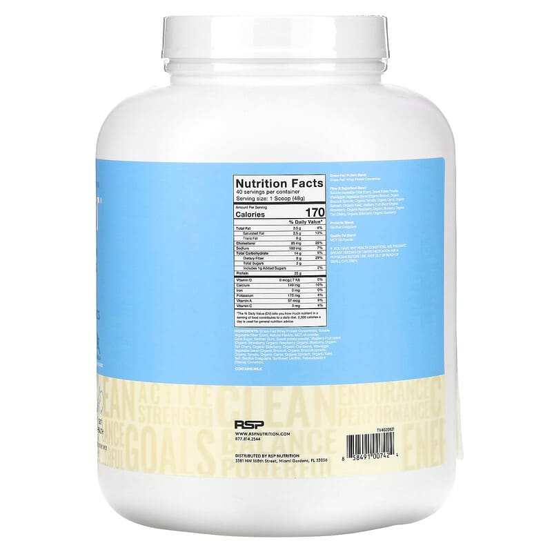 RSP Nutrition TrueFit Grass-Fed Protein Powder Drink Mix with Fruits & Veggies Vanilla 4.23 lbs (1.920 g) 2 Thành phần vi chất của RSP Nutrition TrueFit Grass-Fed Protein Powder Drink Mix with Fruits & Veggies Vanilla 4.23 lbs (1.920 g) 858491007424