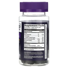 Thành phần vi chất của Sambucol Black Elderberry Advanced Immune Support with Vitamin C & Zinc 30 Gummies 896116001228