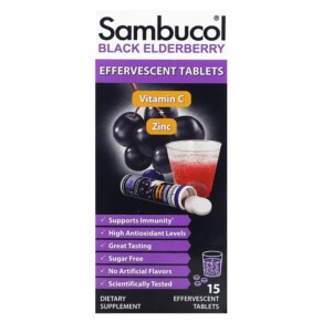 Thực phẩm chức năng Sambucol Black Elderberry + Vitamin C & Zinc 15 Effervescent Tablets 896116001297