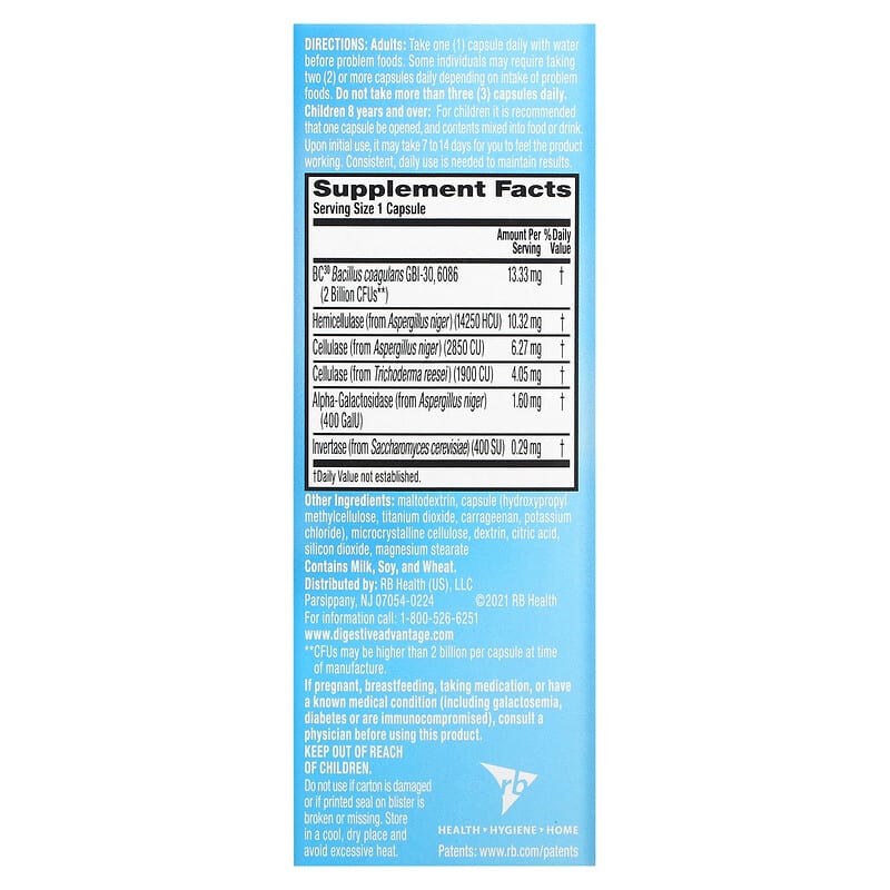Schiff Digestive Advantage Daily Probiotics + Gas Defense 32 Capsules 2 Thành phần vi chất của Schiff Digestive Advantage Daily Probiotics + Gas Defense 32 Capsules 020525970220