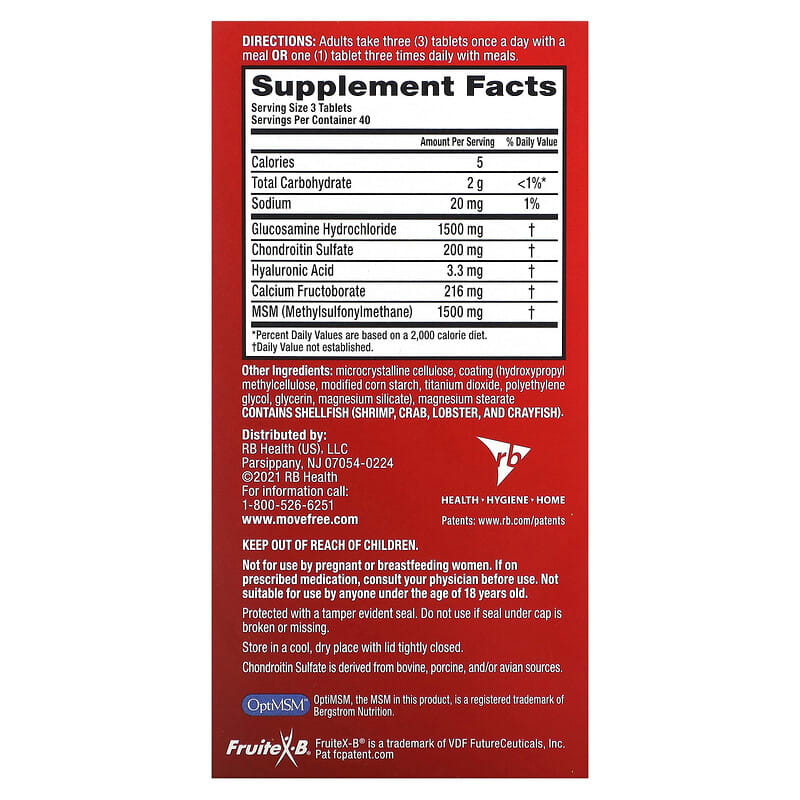 Schiff Move Free Joint Health Advanced Plus MSM with Glucosamine 120 Coated Tablets 2 Thành phần vi chất của Schiff Move Free Joint Health Advanced Plus MSM with Glucosamine 120 Coated Tablets 020525118684