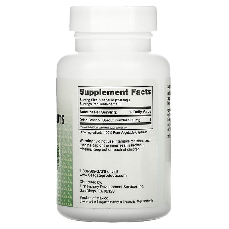 Seagate Broccoli Sprouts 250 mg 100 V Capsules 2 Thành phần vi chất của Seagate Broccoli Sprouts 250 mg 100 V Capsules 019277000354