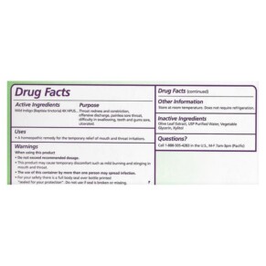 Thành phần vi chất của Seagate Olive Leaf Throat Spray Unflavored 1 fl oz (30 ml) 019277000392