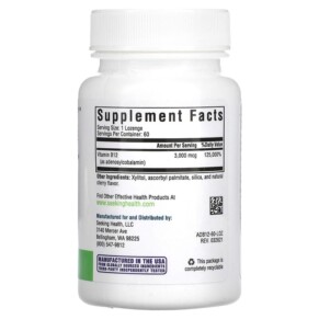 Thành phần vi chất của Seeking Health Adeno B12 3.000 mcg 60 Lozenge 810007520100