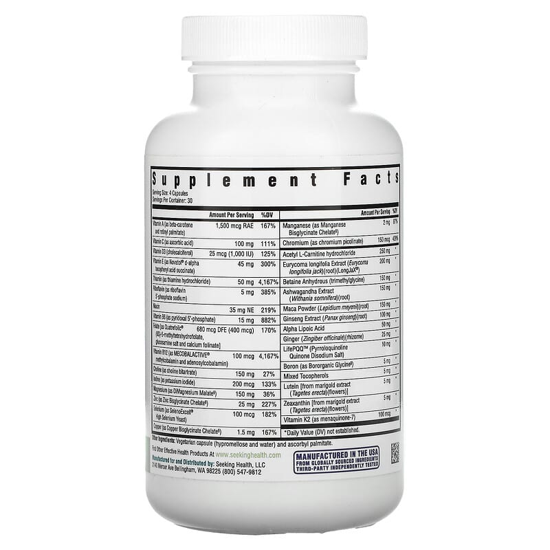 Seeking Health Optimal Man 120 Vegetarian Capsules 2 Thành phần vi chất của Seeking Health Optimal Man 120 Vegetarian Capsules 810007521640
